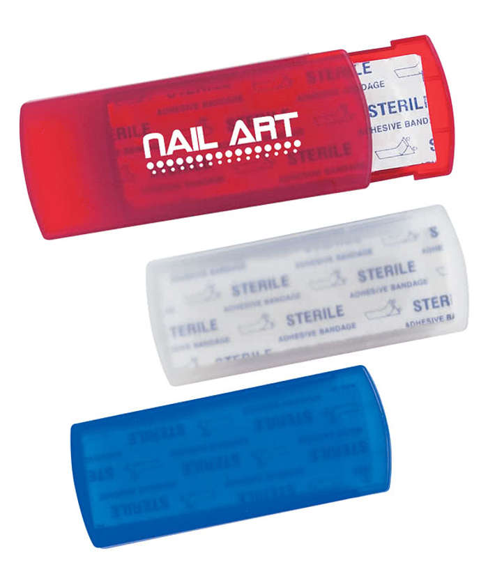 Latex-Free Adhesive Bandages in Plastic Case - Frost Blue 4 Latex-Free Adhesive Bandages in Plastic Case - Frost Blue