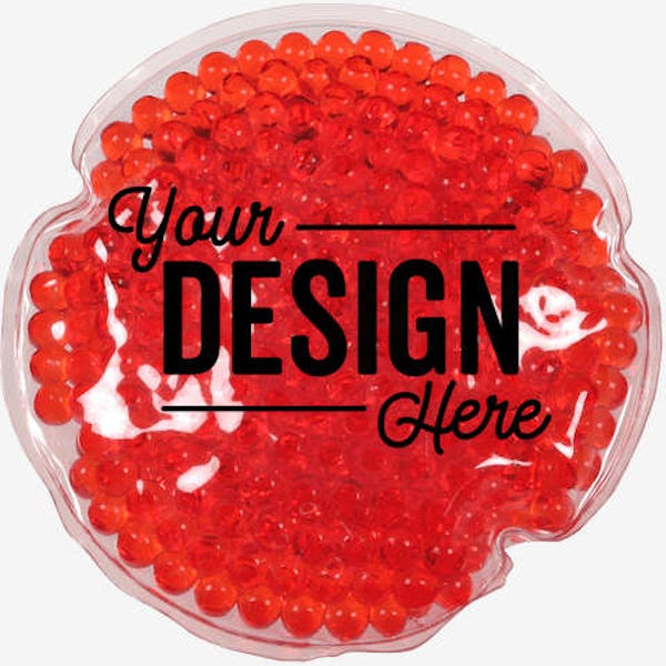 Full-Color Round Aqua Pearls Hot/Cold Pack - Red