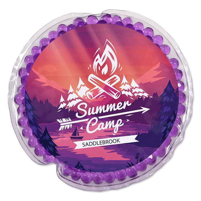 Full-Color Round Aqua Pearls Hot/Cold Pack - Red