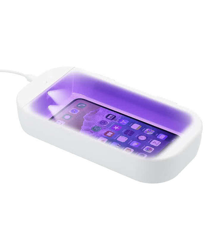Full Color UV Desktop Phone Sanitizer - White