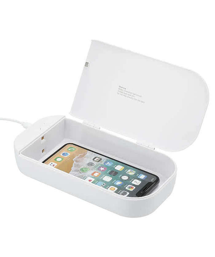 Full Color UV Desktop Phone Sanitizer - White