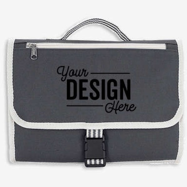Full Color Stripe Diaper Changing Travel Pouch/Mat - Gray