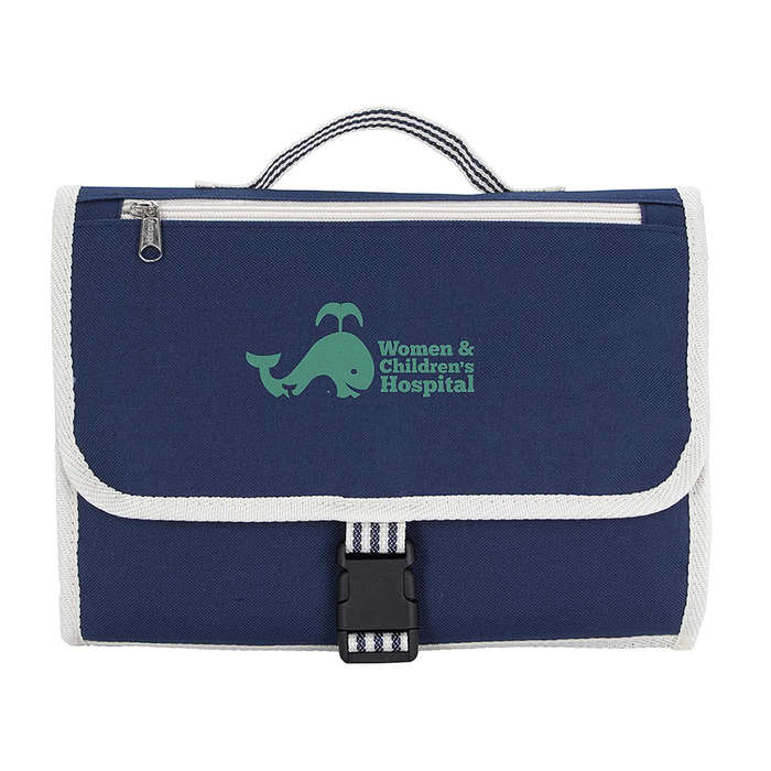 Full Color Stripe Diaper Changing Travel Pouch/Mat - Gray