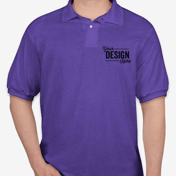 Hanes EcoSmart 50/50 Jersey Polo - Printed - Purple
