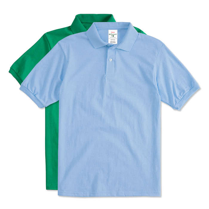 Hanes EcoSmart 50/50 Jersey Polo - Printed - Purple