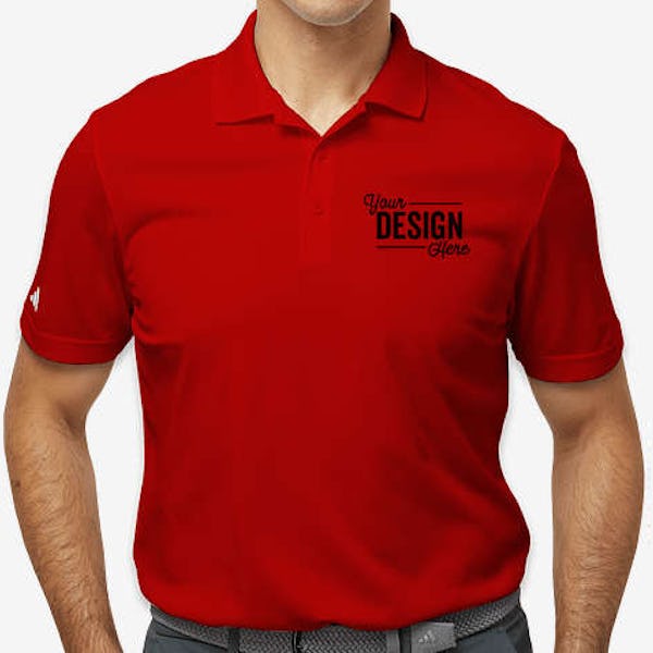 Adidas Sport Recycled Performance Polo - Embroidered - Power Red