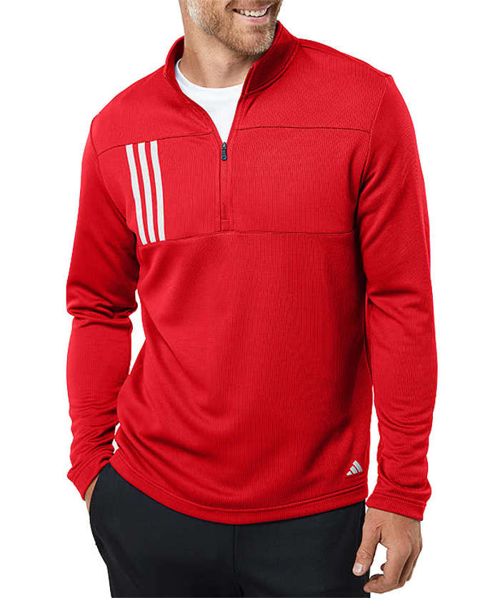 Adidas 3-Stripes Double Knit Quarter Zip Sweatshirt - Grey Three / White 4 Adidas 3-Stripes Double Knit Quarter Zip Sweatshirt - Grey Three / White