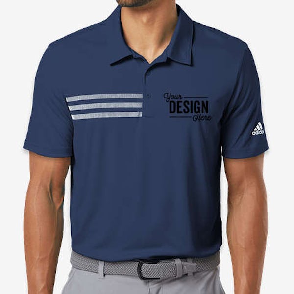 Adidas 3-Stripes UPF 50+ Performance Polo - Embroidered - Collegiate Navy / White