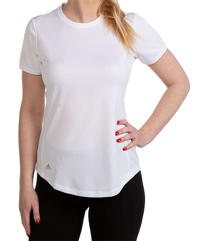 Adidas Women's Solid 100% Recycled UPF 50 Performance Shirt - Power Red 3 Adidas Women's Solid 100% Recycled UPF 50 Performance Shirt - Power Red