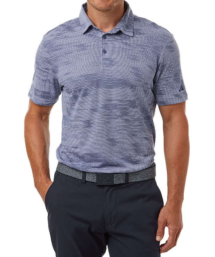 Adidas Ultimate365 Textured Stripe Performance Polo - Embroidered - Alumina / Silver Pebble