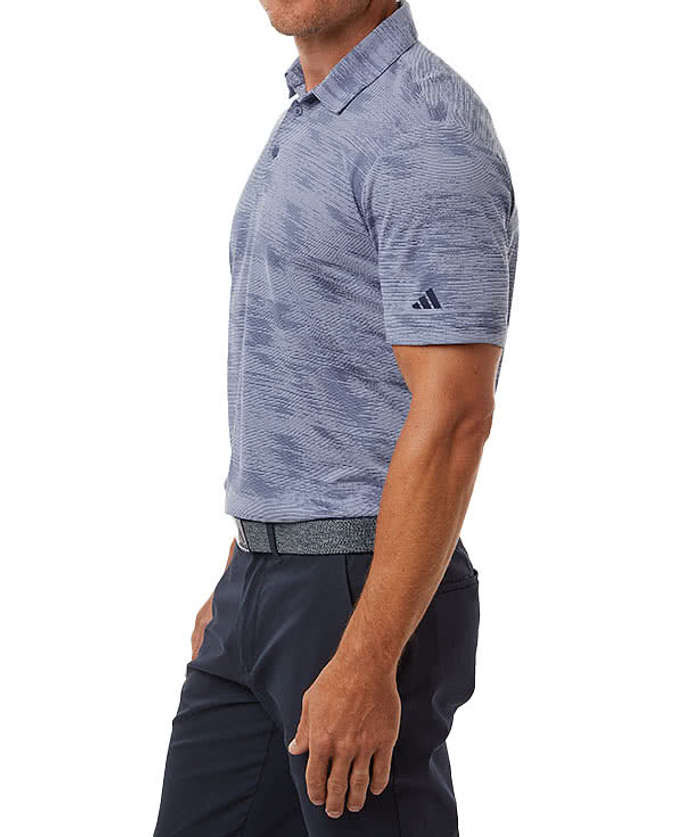 Adidas Ultimate365 Textured Stripe Performance Polo - Embroidered - Alumina / Silver Pebble