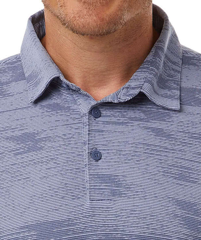 Adidas Ultimate365 Textured Stripe Performance Polo - Embroidered - Alumina / Silver Pebble