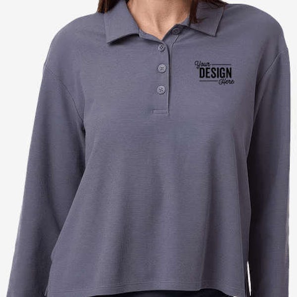 Adidas Women's Beyond Micro Waffle Long Sleeve Polo - Preloved Violet