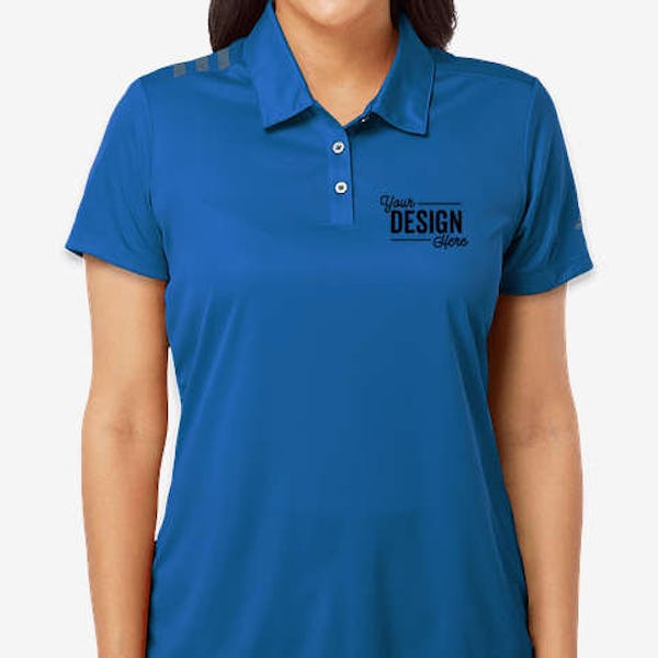 Adidas Women's 3-Stripes UPF 50+ Performance Polo - Embroidered - Collegiate Royal / Grey