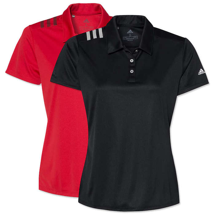 Adidas Women's 3-Stripes UPF 50+ Performance Polo - Embroidered - Collegiate Royal / Grey 3 Adidas Women's 3-Stripes UPF 50+ Performance Polo - Embroidered - Collegiate Royal / Grey