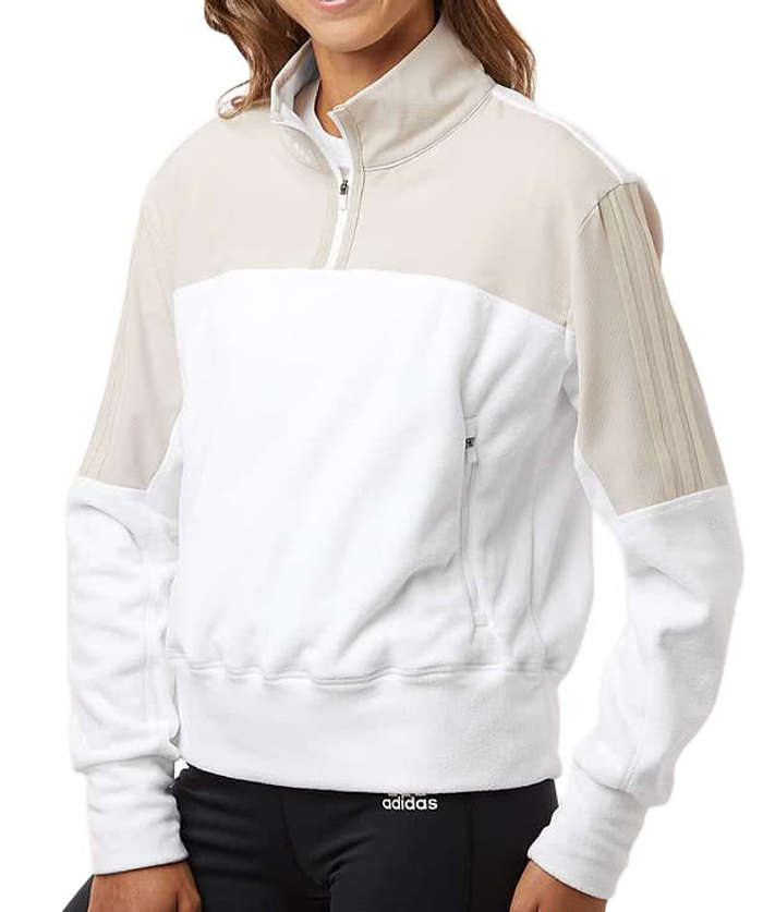 Adidas Women's Recycled Fleece Quarter Zip Pullover - Halo Blue 5 Adidas Women's Recycled Fleece Quarter Zip Pullover - Halo Blue