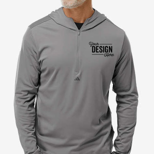 Adidas Recycled Lightweight Quarter Zip Performance Hoodie - Grey Three