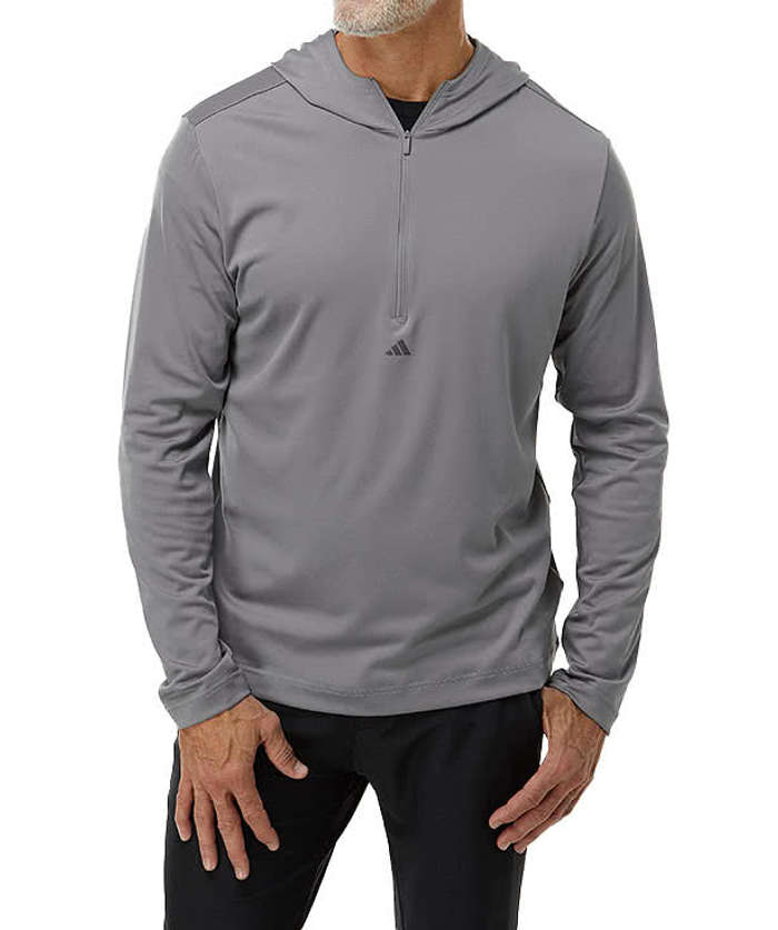 Adidas Recycled Lightweight Quarter Zip Performance Hoodie - Grey Three