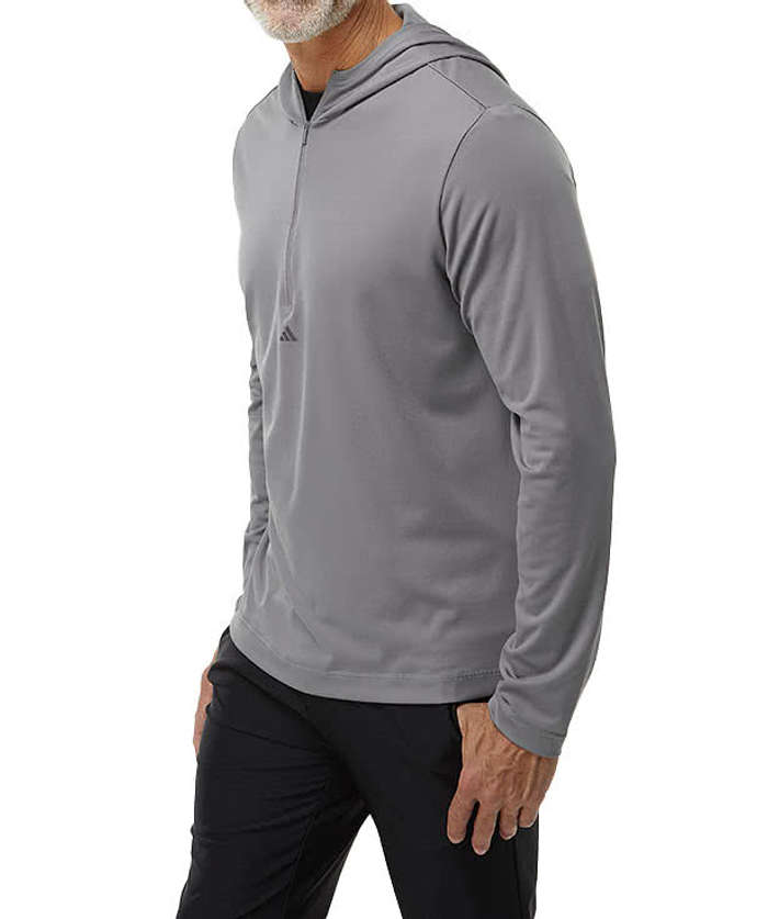 Adidas Recycled Lightweight Quarter Zip Performance Hoodie - Grey Three
