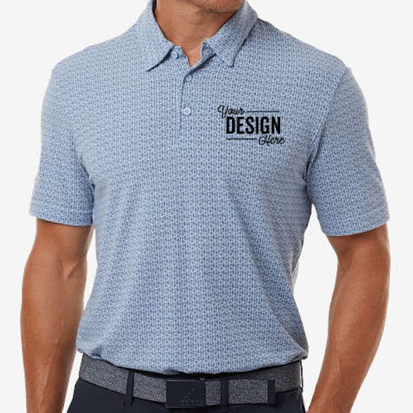 Adidas Micro Print Recycled Blend  Polo - Blue Dawn Melange