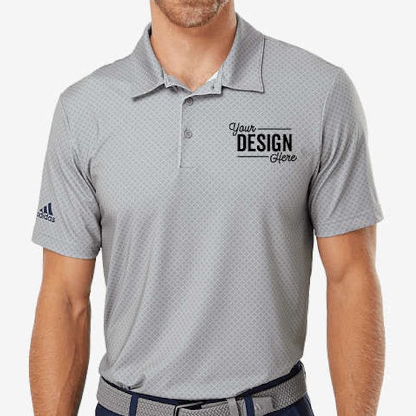 Adidas Diamond Dot Print UPF 50 Performance Polo - Embroidered - Grey Three  /  Team Royal  /  Navy