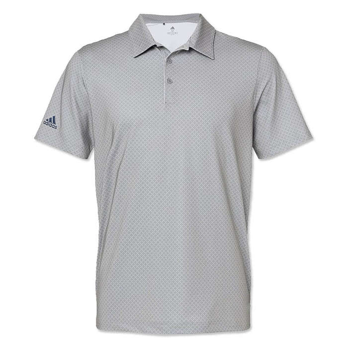 Adidas Diamond Dot Print UPF 50 Performance Polo - Embroidered - Grey Three / Team Royal / Navy 3 Adidas Diamond Dot Print UPF 50 Performance Polo - Embroidered - Grey Three / Team Royal / Navy