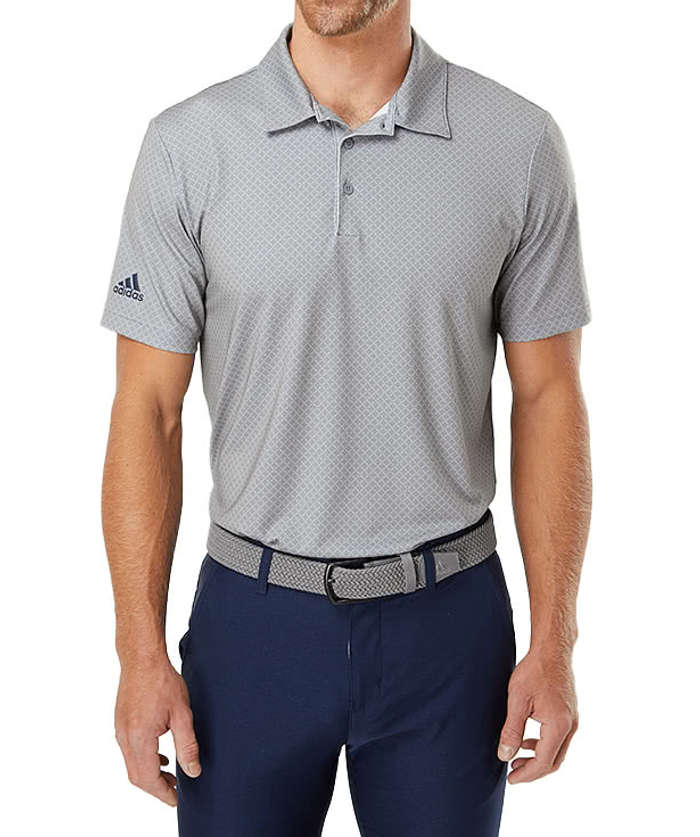 Adidas Diamond Dot Print UPF 50 Performance Polo - Embroidered - Grey Three / Team Royal / Navy 4 Adidas Diamond Dot Print UPF 50 Performance Polo - Embroidered - Grey Three / Team Royal / Navy