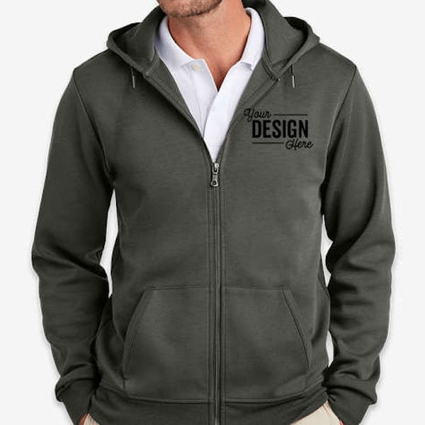 Brooks Brothers Double-Knit Zip Hoodie - Windsor Grey
