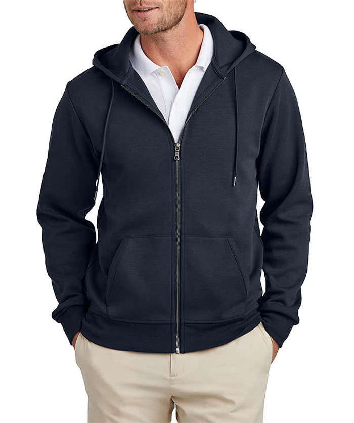Brooks Brothers Double-Knit Zip Hoodie - Windsor Grey