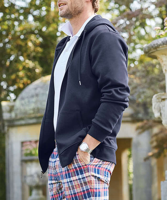 Brooks Brothers Double-Knit Zip Hoodie - Windsor Grey