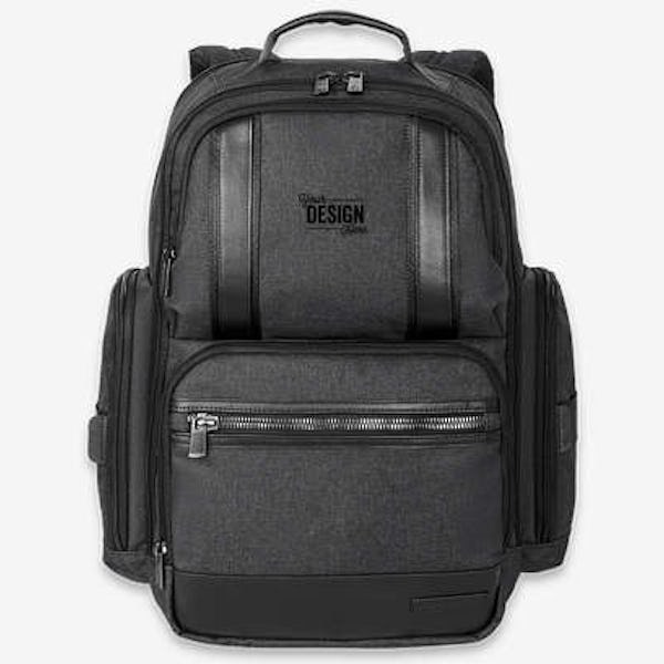 Brooks Brothers Grant Leather Trim 16" Computer Backpack - Heather Gray