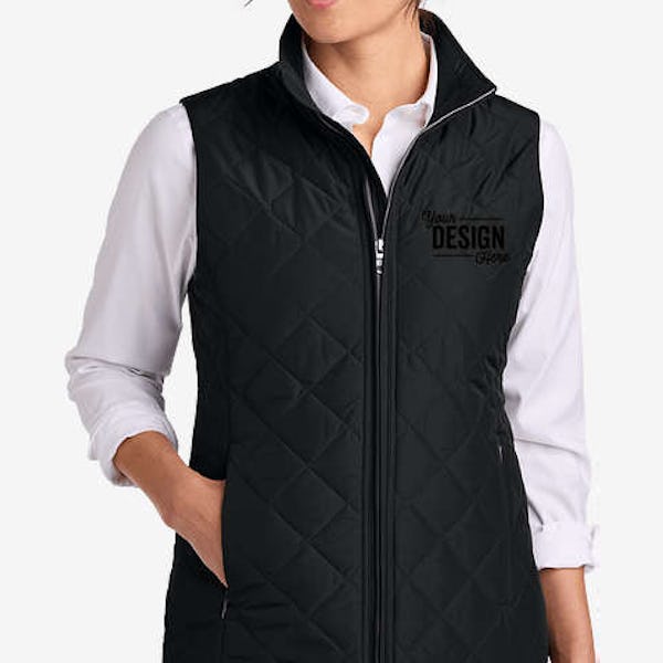 Brooks Brothers Women's Diamond Quilt Insulated Vest - Deep Black