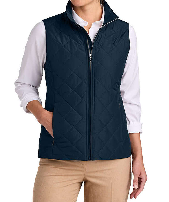 Brooks Brothers Women's Diamond Quilt Insulated Vest - Deep Black