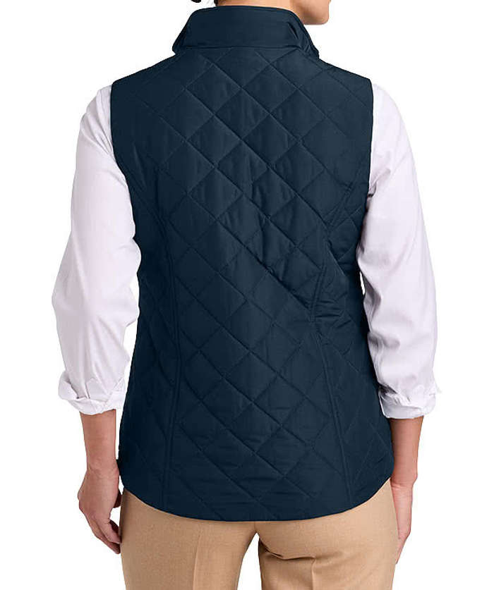 Brooks Brothers Women's Diamond Quilt Insulated Vest - Deep Black