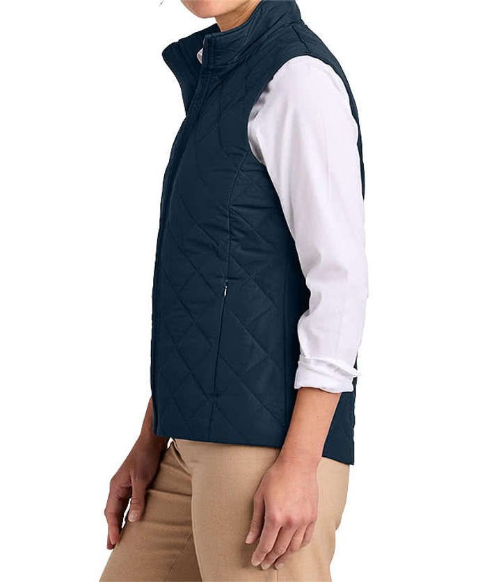 Brooks Brothers Women's Diamond Quilt Insulated Vest - Deep Black