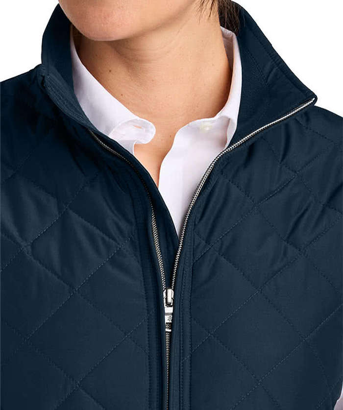 Brooks Brothers Women's Diamond Quilt Insulated Vest - Deep Black