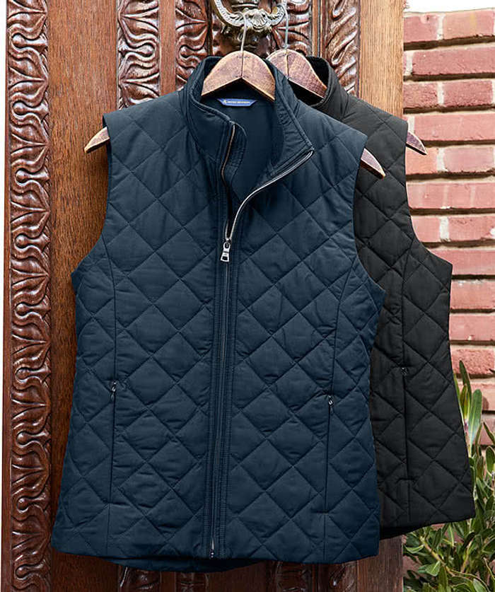 Brooks Brothers Women's Diamond Quilt Insulated Vest - Deep Black
