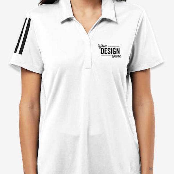 Adidas Women's Floating 3-Stripes UPF 50+ Performance Polo - White / Black