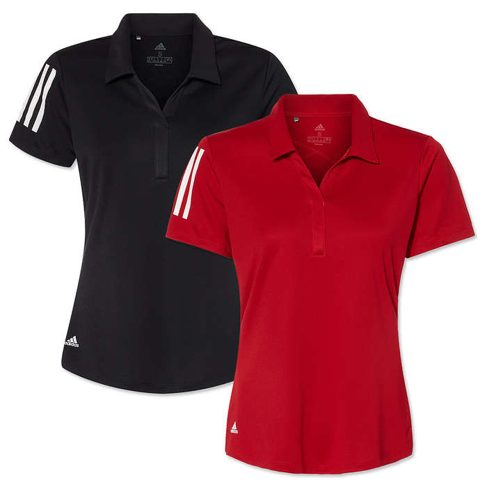 Adidas Women's Floating 3-Stripes UPF 50+ Performance Polo - White / Black 3 Adidas Women's Floating 3-Stripes UPF 50+ Performance Polo - White / Black