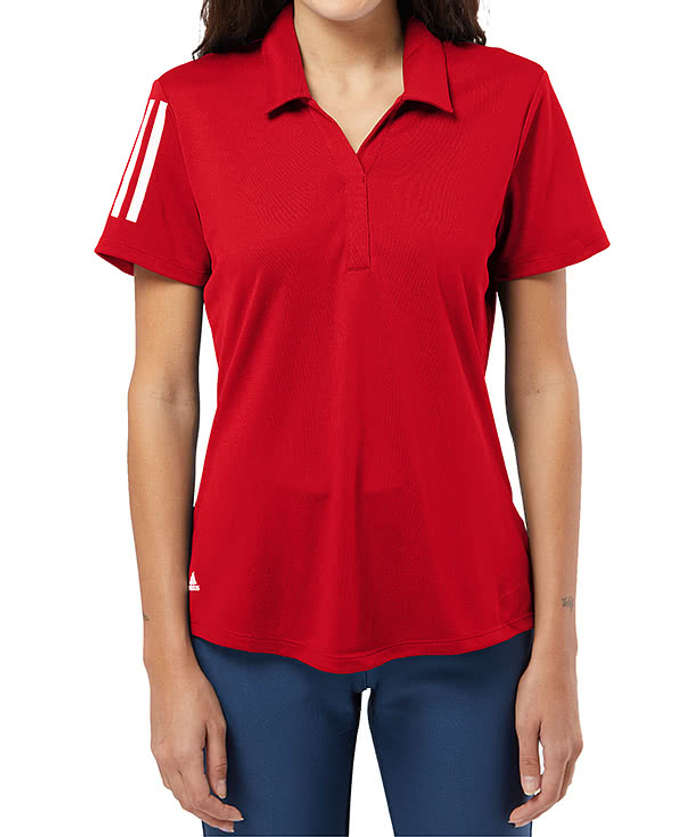 Adidas Women's Floating 3-Stripes UPF 50+ Performance Polo - White / Black 4 Adidas Women's Floating 3-Stripes UPF 50+ Performance Polo - White / Black