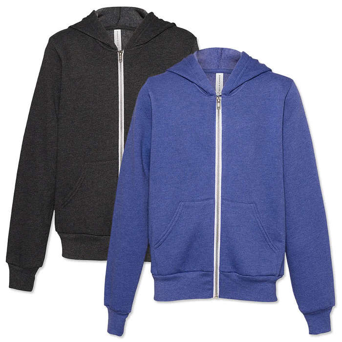 Bella + Canvas Youth Ultra Soft Zip Hoodie - Heather True Royal