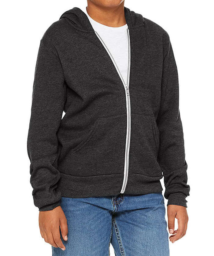 Bella + Canvas Youth Ultra Soft Zip Hoodie - Heather True Royal