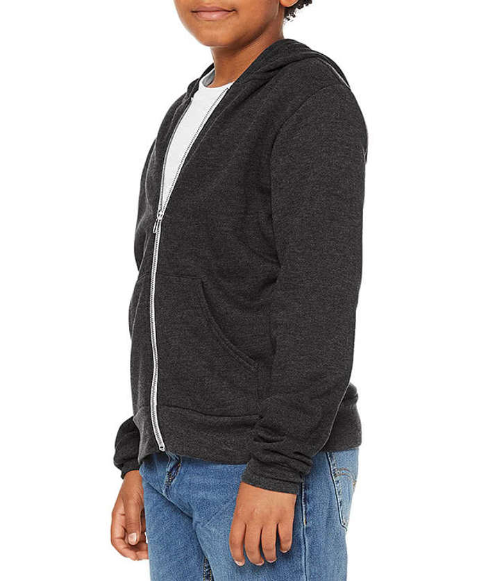 Bella + Canvas Youth Ultra Soft Zip Hoodie - Heather True Royal