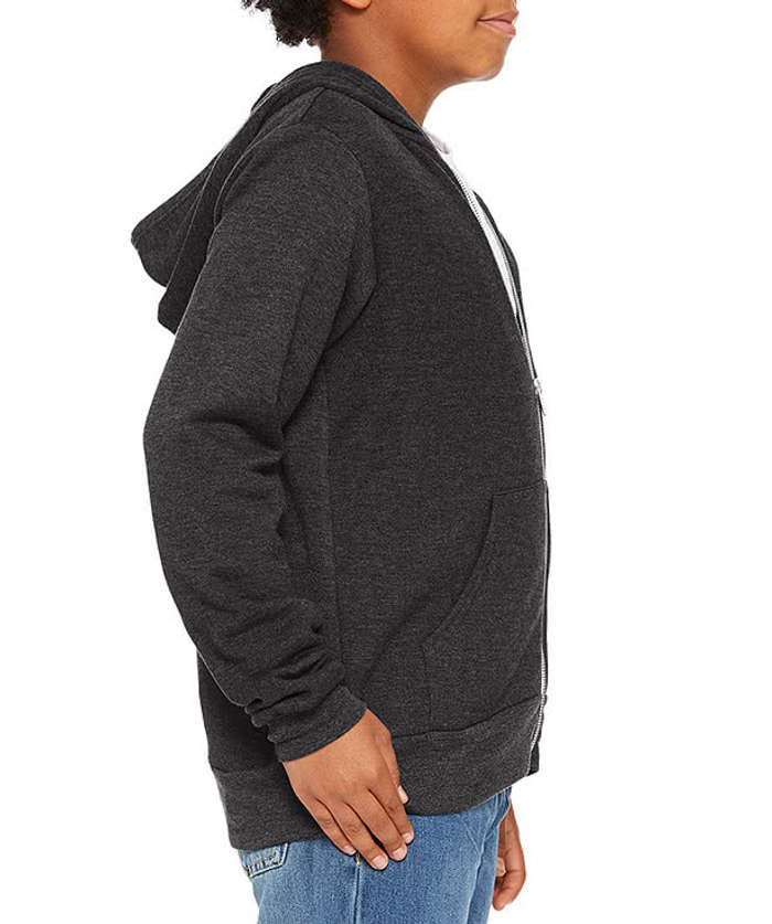 Bella + Canvas Youth Ultra Soft Zip Hoodie - Heather True Royal