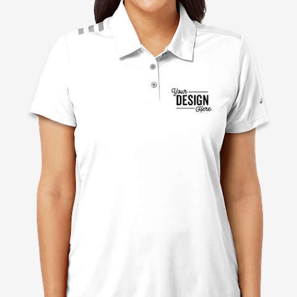 Adidas Women's 3-Stripes UPF 50+ Performance Polo - Embroidered - White / Black