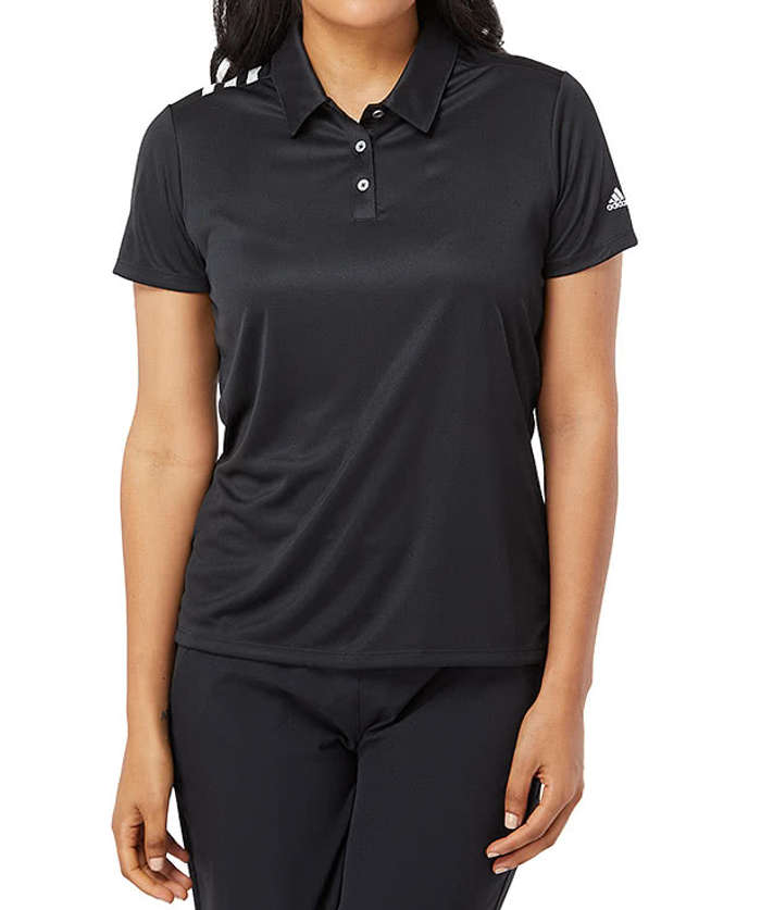 Adidas Women's 3-Stripes UPF 50+ Performance Polo - Embroidered - White / Black 4 Adidas Women's 3-Stripes UPF 50+ Performance Polo - Embroidered - White / Black