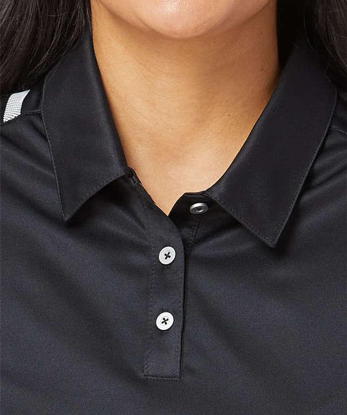 Adidas Women's 3-Stripes UPF 50+ Performance Polo - Embroidered - White / Black 8 Adidas Women's 3-Stripes UPF 50+ Performance Polo - Embroidered - White / Black