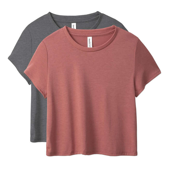 Bella + Canvas Women's Flowy Crop T-shirt - Heather Navy