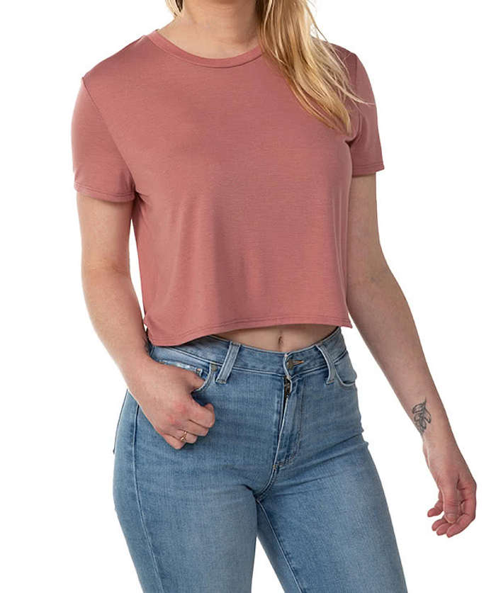 Bella + Canvas Women's Flowy Crop T-shirt - Heather Navy