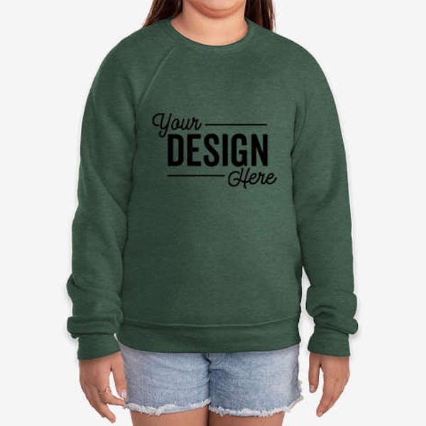 Bella + Canvas Youth Ultra Soft Crewneck Sweatshirt - Heather Forest